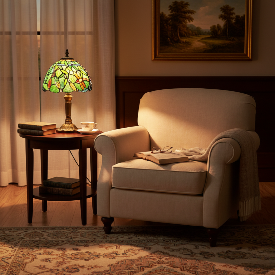 Mediterranean Stained Glass LED Table Lamp