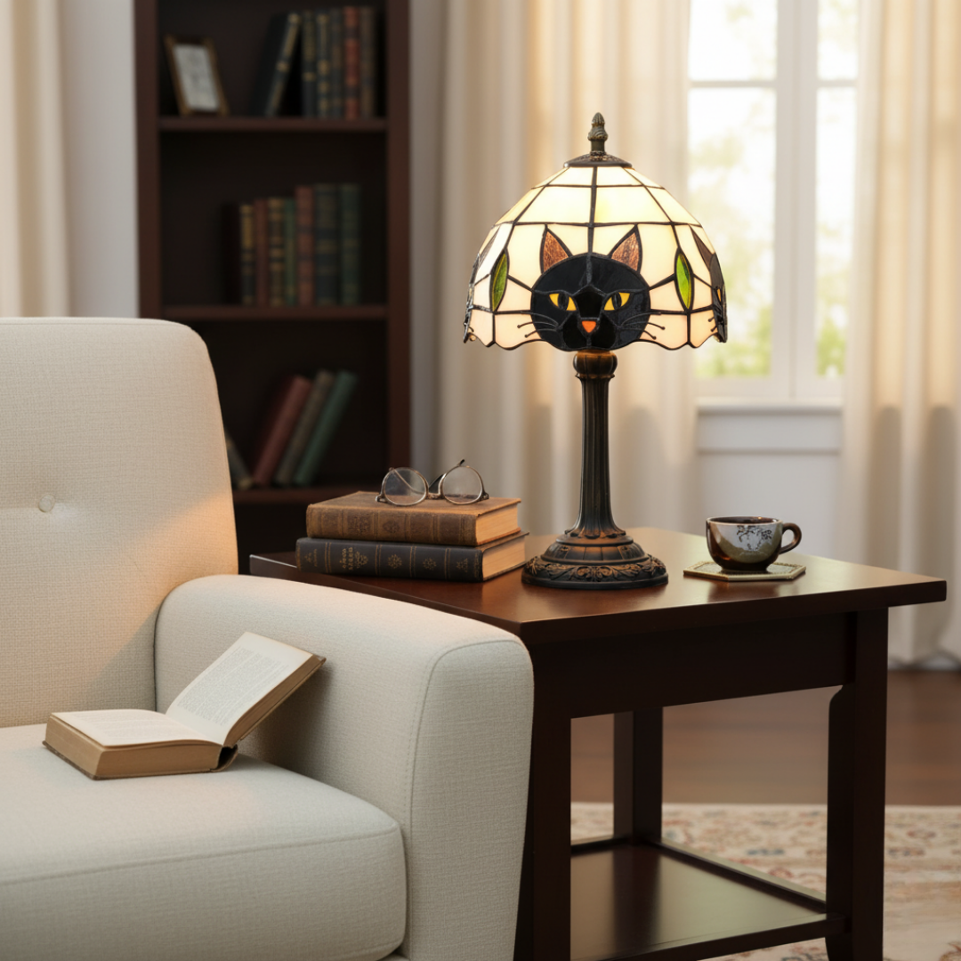 Retro Baroque Black Cat Table Lamp