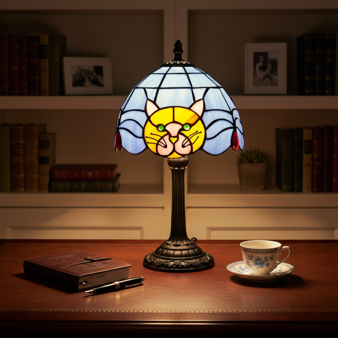 Vintage Baroque Bedside Cat Table Lamp